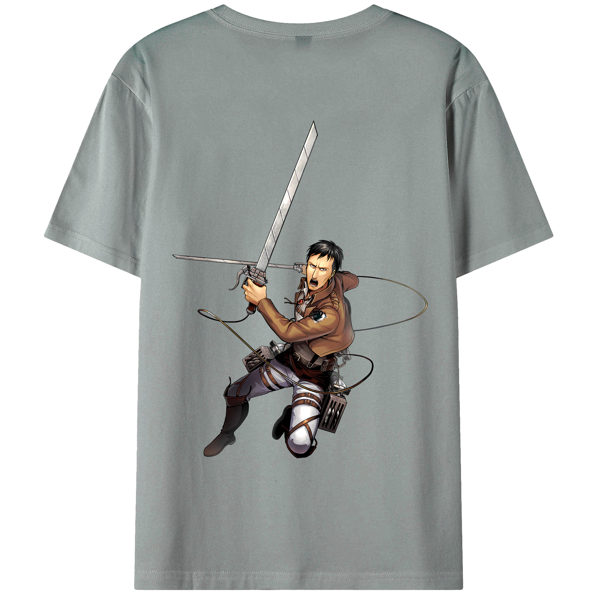 （画像用） 進撃の巨人 Attack on Titan 綿100％ メンズ半袖Tシャツ（バックプリント） 通気性